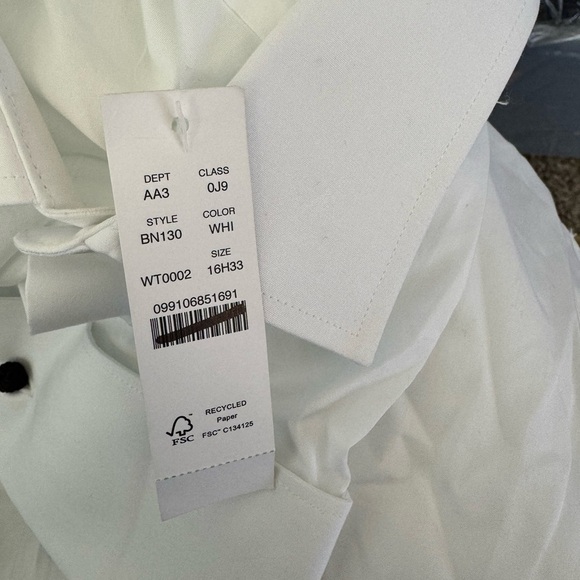 J. Crew Slim Ludlow Premium dress shirt  french cuffs BN130 White 16 1/2 x 33 - Picture 3 of 6
